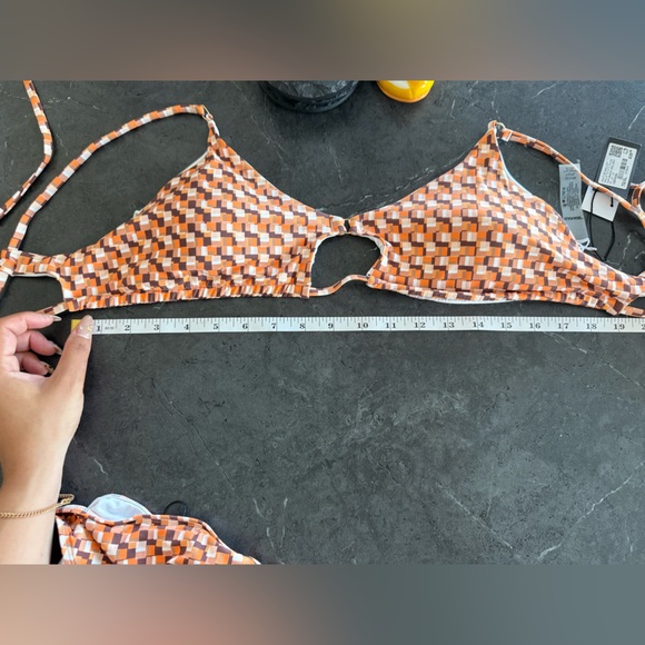 GARAGE Orange and Brown Checkered Bikini Set - Picture 6 of 7